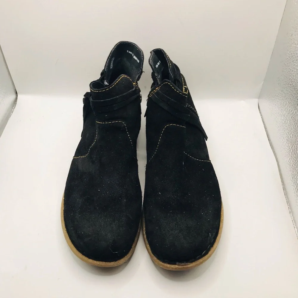 Born Black Suede Ankle Boots with Tan Sole - Picture 11 of 12